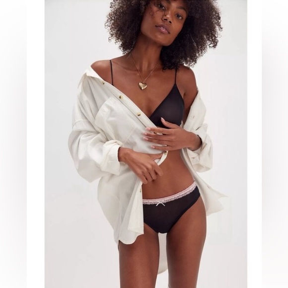 Free People Intimately So Sweet Bikini Black Combo Size Medium NWT - Picture 1 of 8